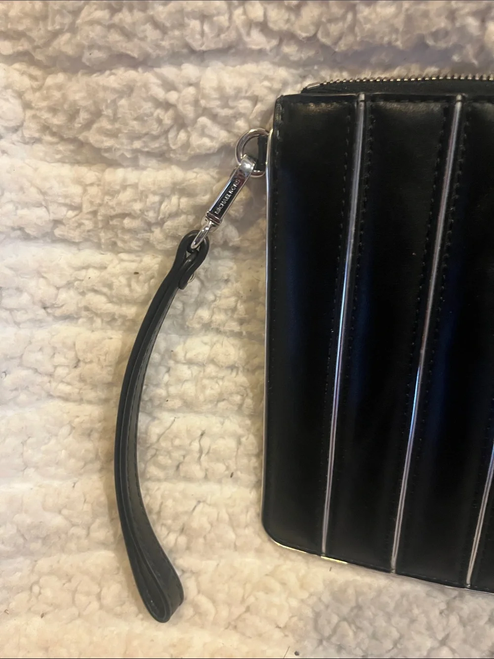 Michael Kors Black Quilted Leather Wristlet Pouch with MK Logo